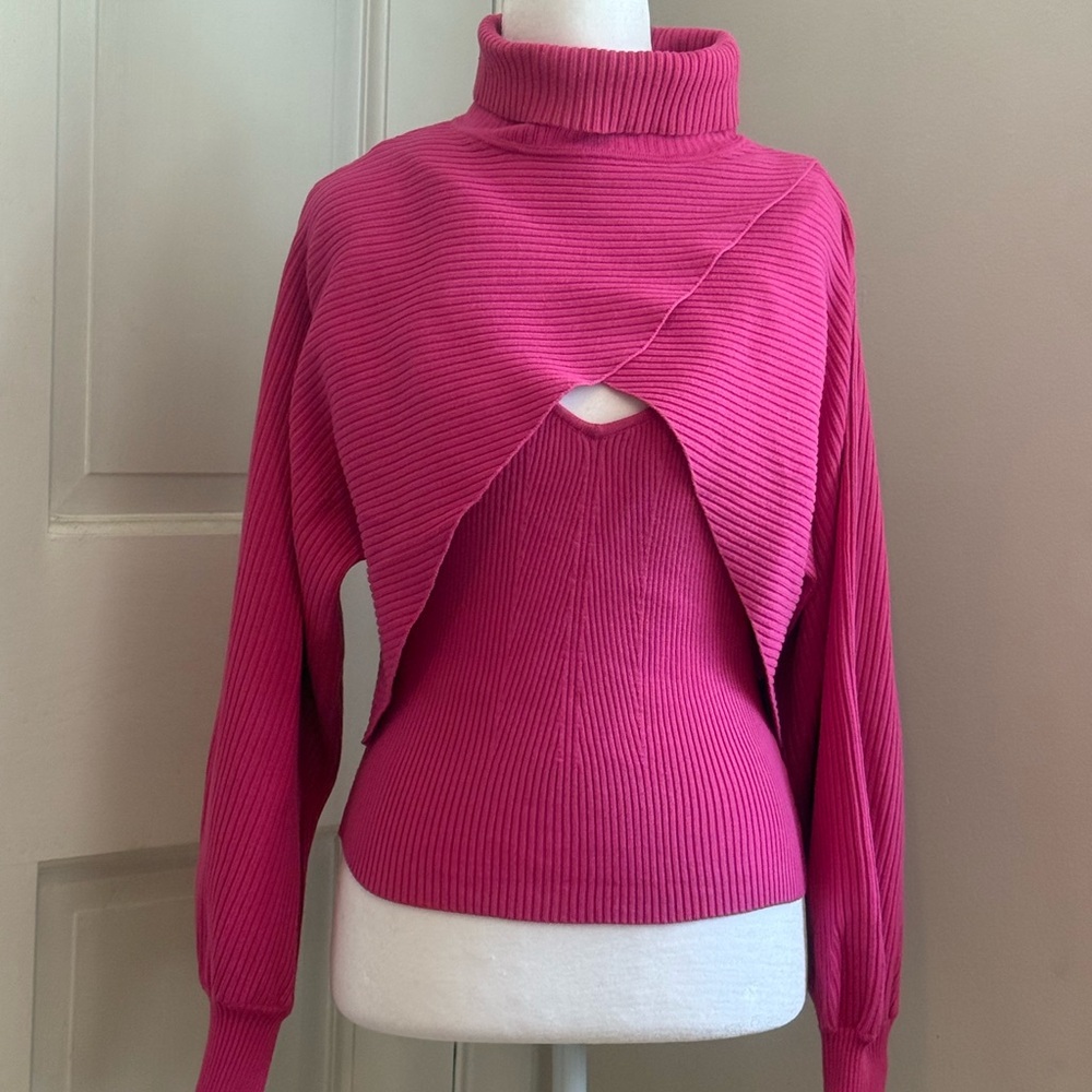 Two Piece Pink Turtleneck Sweater by Sugarlips